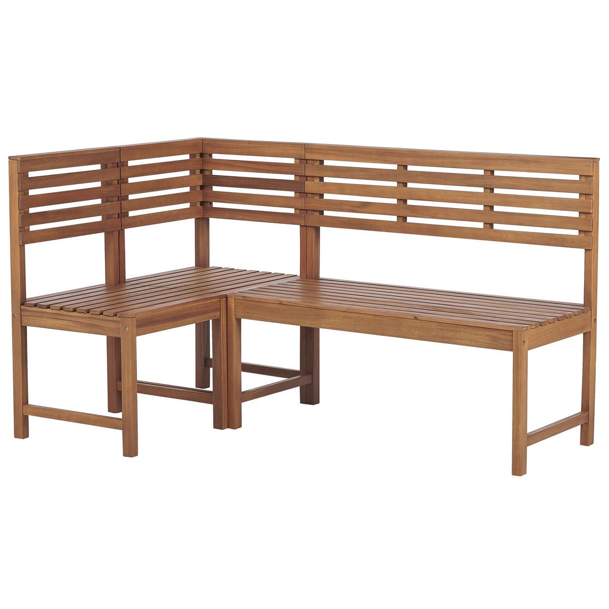 BALKON ECKBANK SET 4-teilig Akazienholz hellbraun modular Treia - Hellbraun, Holz - Beliani