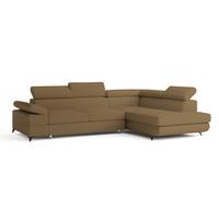 ECKSOFA FAVIEN R-S Orange Boucle-Stoff mit Schlaffunktion - Orange, Holz (257/190cm) - MASSENO