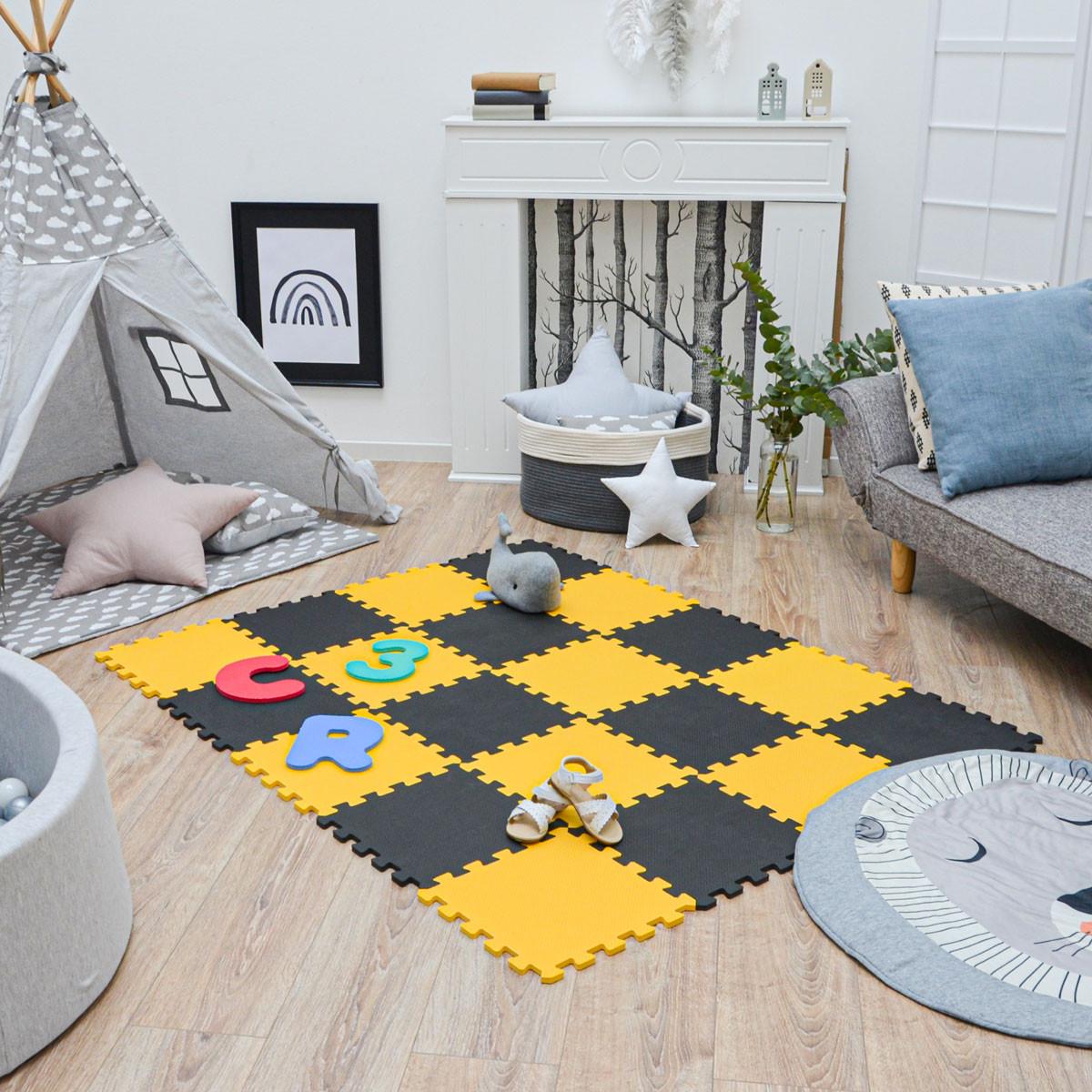 SPIELMATTE ab Null - 180/90 cm Puzzlematte Schwarz - Multicolor, Kunststoff (30/30cm) - Littletom