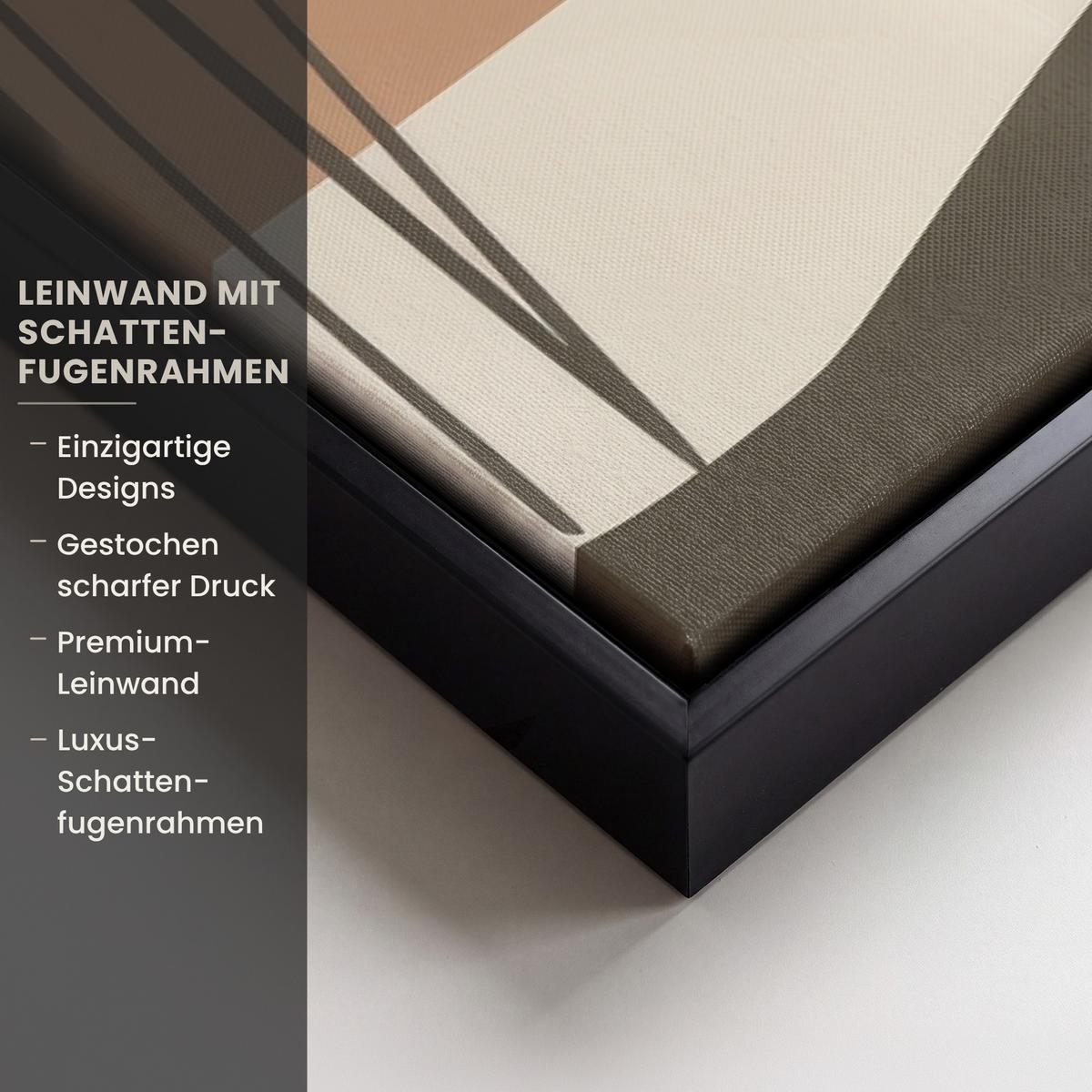 LEINWAND Bilder mit Rahmen - Japandi - Landschaft - Beige - 60x40 - Cognac, Textil (60/40cm) - MuchoWow
