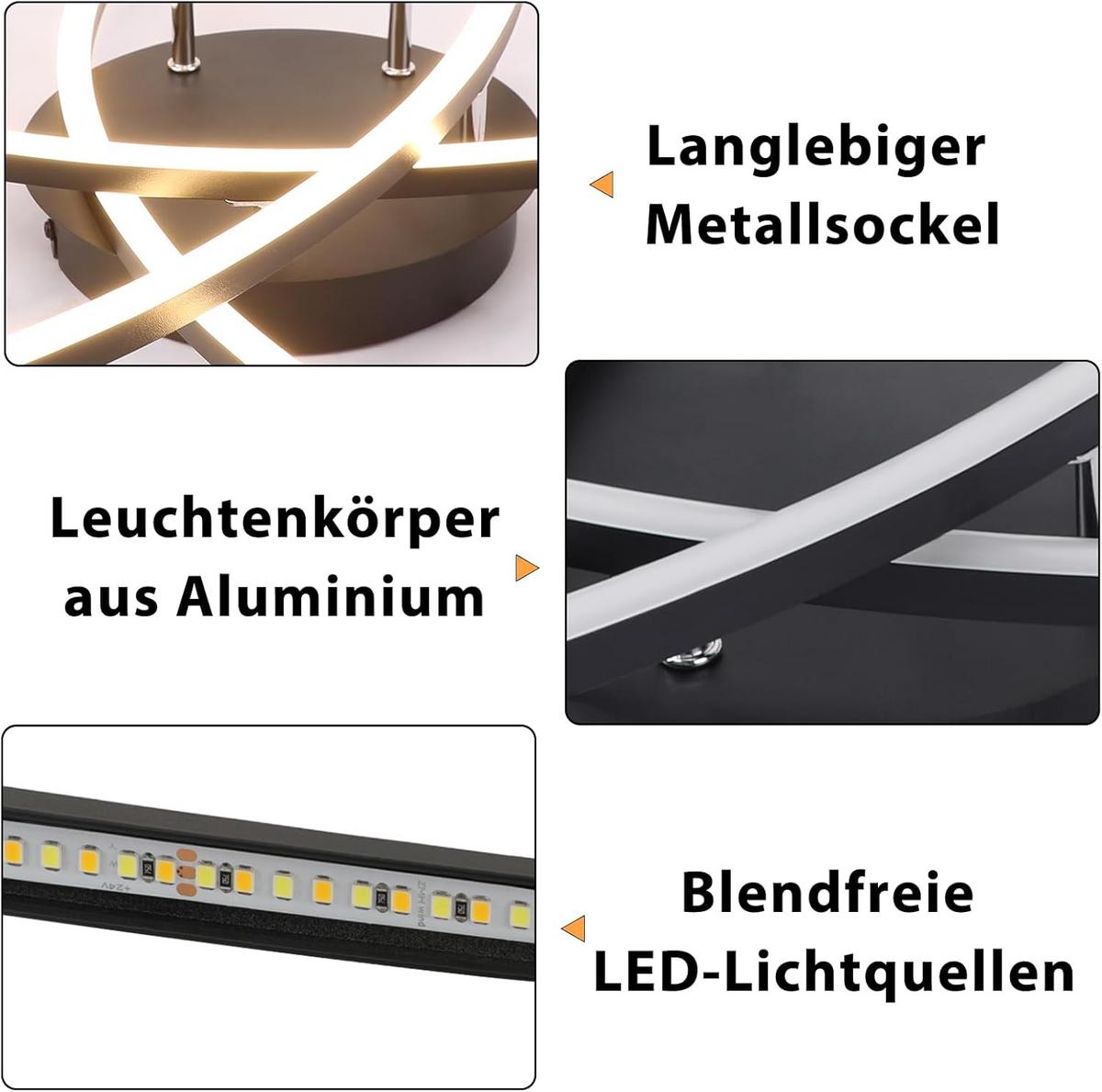 LED-DECKENLEUCHTE Ulmenwacht 52.0/13.0/52.0 cm - Schwarz, Metall (52/52/13cm) - ZMH