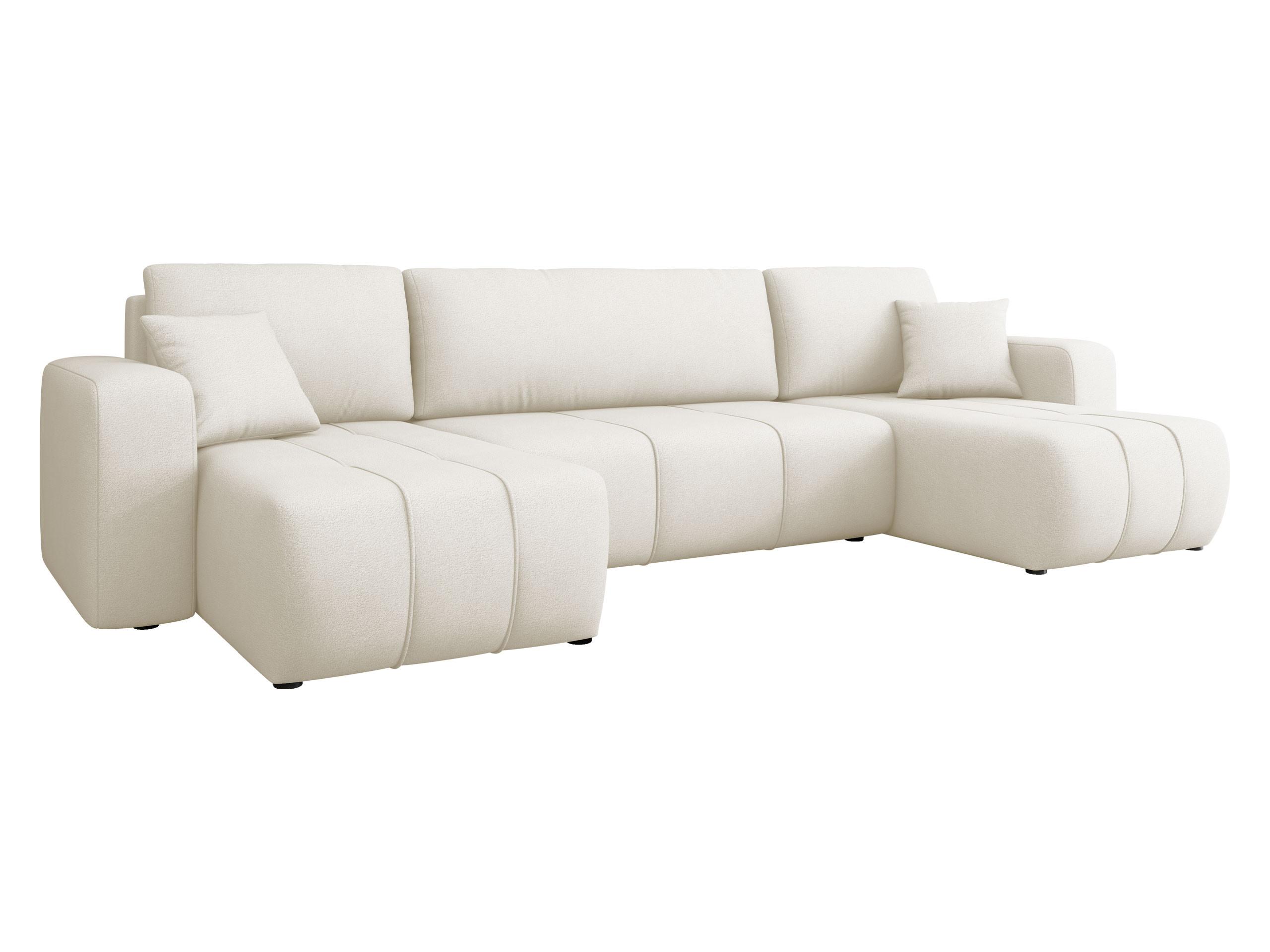 WOHNLANDSCHAFT Furyn U - Creme/Schwarz, Holz/Kunststoff (312/82/145cm) - MIRJAN24