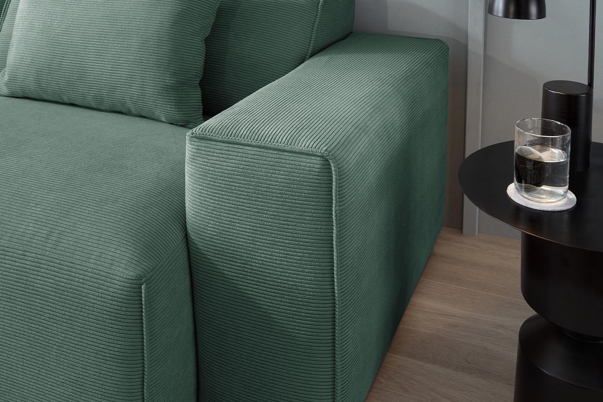 SOFA RANI Smaragdgrün Cord - Smaragdgrün/Schwarz, Kunststoff/Textil (256/71/101cm) - KAWOLA