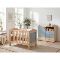 BABYZIMMER SET Roofy 2-tlg. Soft-Close - Salbeigrün/Eichefarben, Leder/Holz (1/1/1cm) - arthur berndt