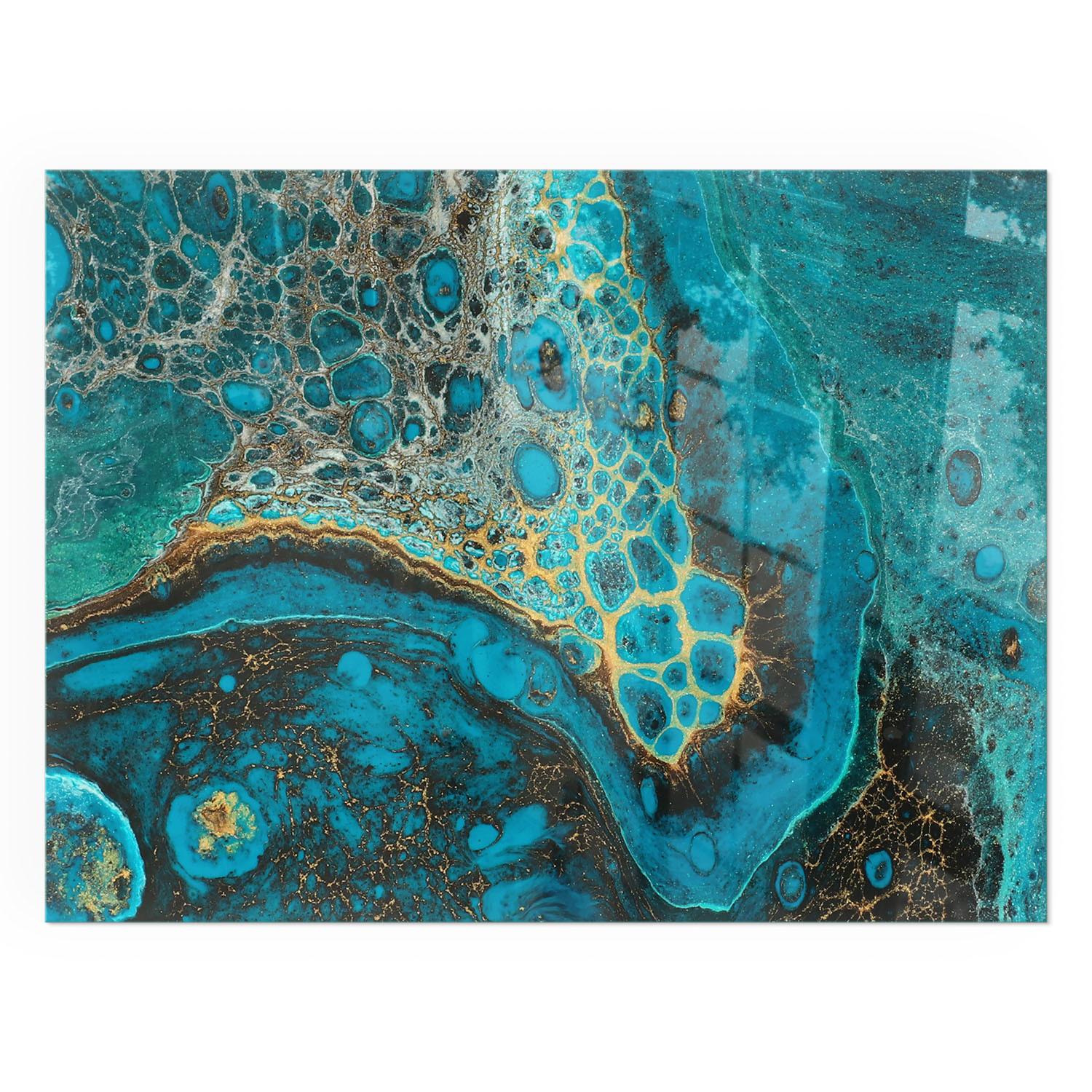 GLASPLATTE für Kamin 80x60 cm - Türkis, Glas (80/60/0.4cm) - TULUP