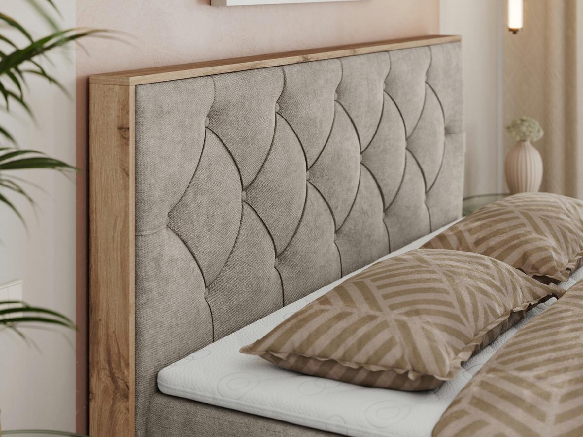 BOXBETT VENETO 140/200 Beige Struktur - H4 - Beige, Holz/Textil (140/200cm) - MKS