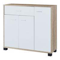 SIDEBOARD Bobeck - Eichefarben/Weiß, Holzwerkstoff (80/72/28cm) - [en.casa]