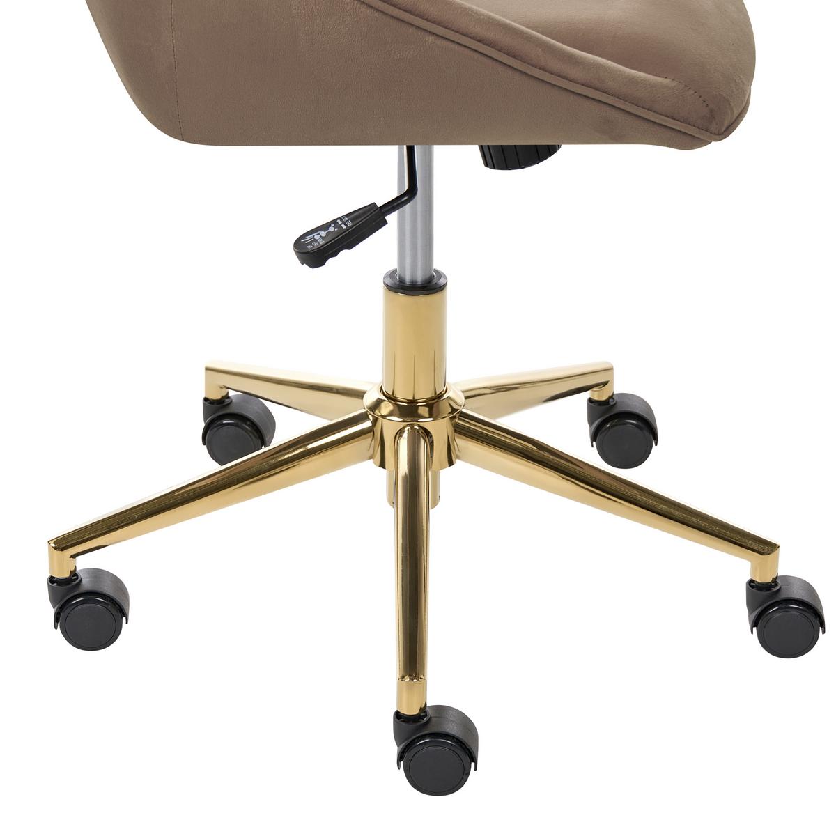 SCHREIBTISCHSTUHL Samtstoff Braun Bardsdale - Braun, Textil (54/77/54cm) - Beliani