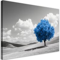 LEINWANDBILD Blaue Baumlandschaft 60x40cm - Blau, Textil (60/40cm) - Feeby