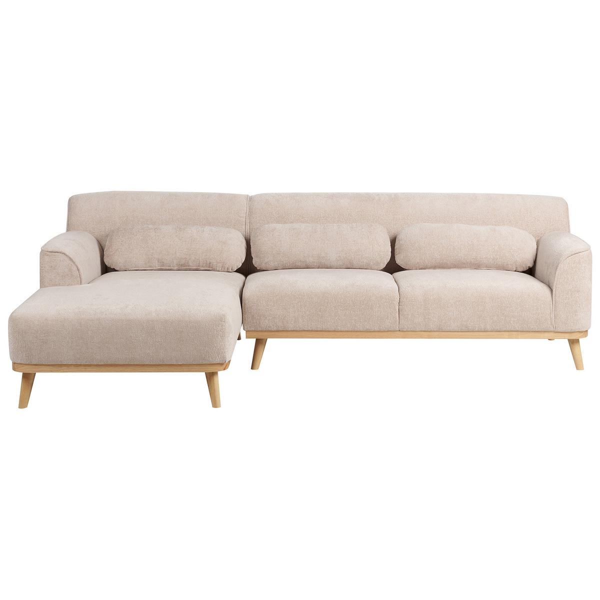 ECKSOFA 3-Sitzer Chenillegewebe Beige rechtsseitig Simos - Beige, Textil (264/82cm) - Beliani