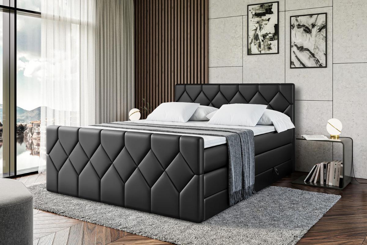 BOXSPRINGBETT CATOR-Z KING - 180x200 - H3/H4 - Schwarz Hochglanz - Schwarz Hochglanz, Holzwerkstoff (180/200cm) - ALTDECOR