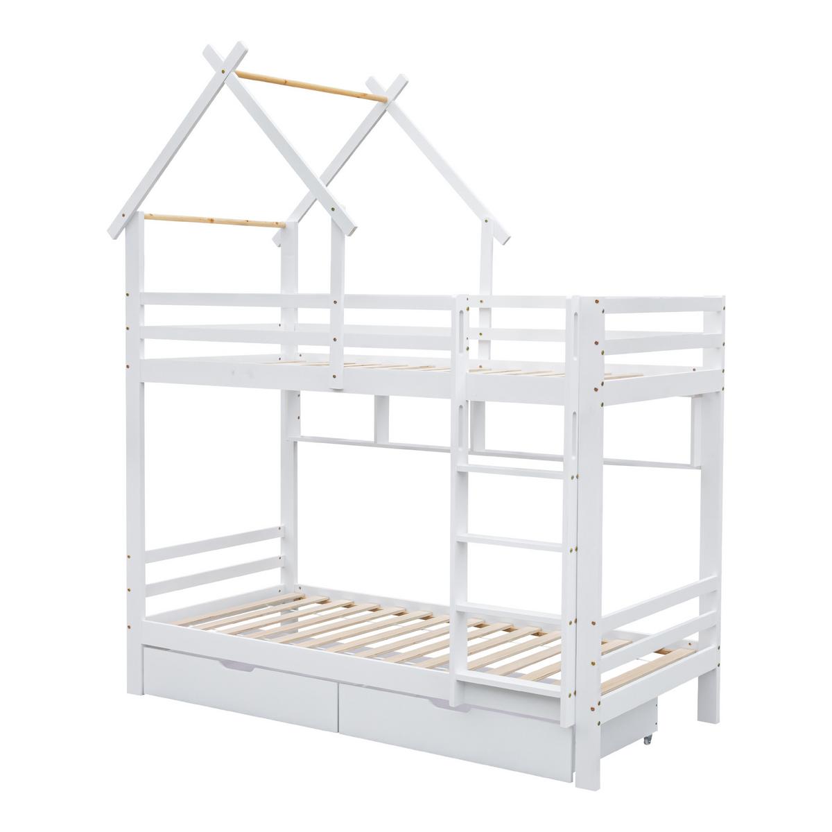 HAUSBETTEN 90/200cmWeiß - Weiß, Holz (205/243/95cm) - Urban Meuble