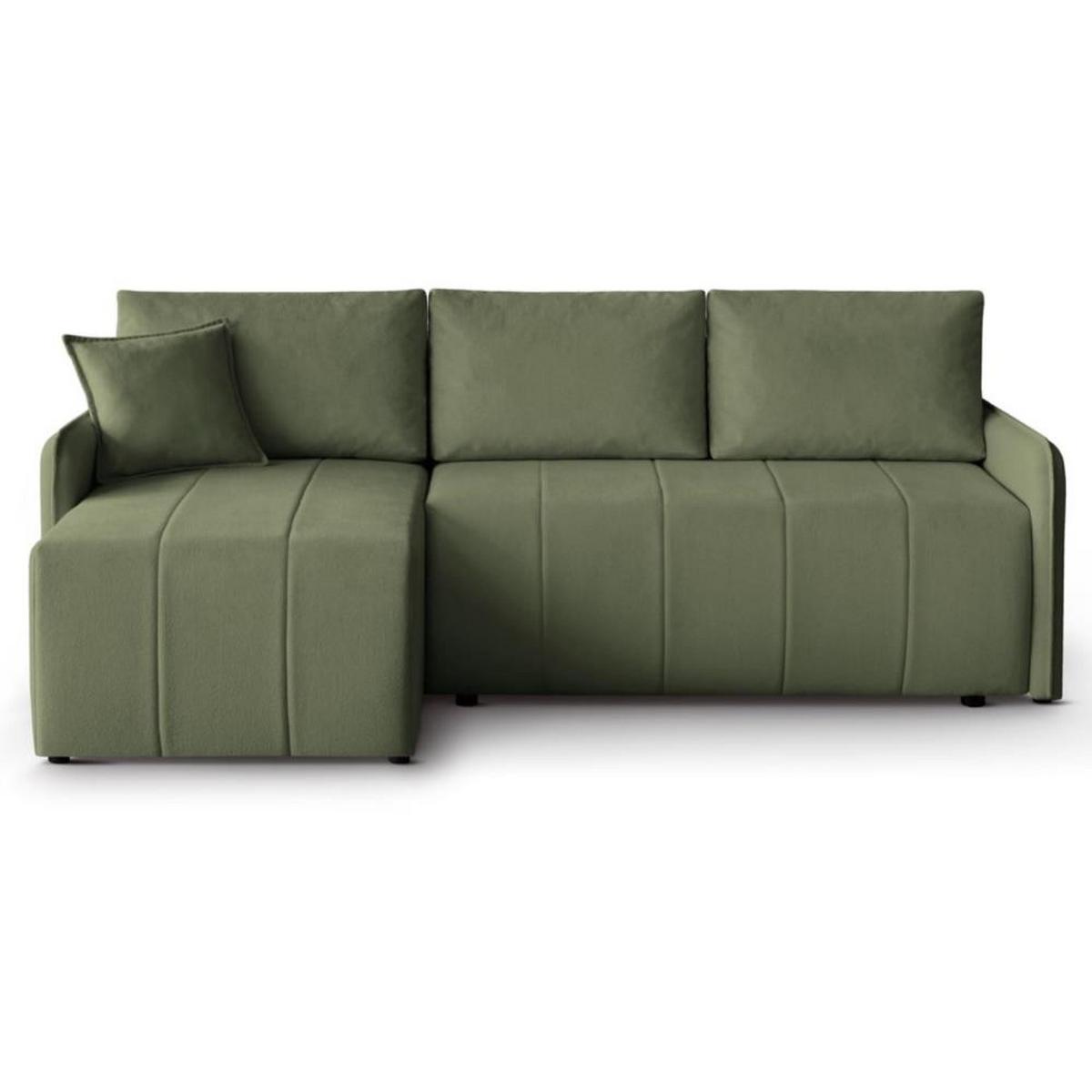 ECKSCHLAFSOFA Capri grün - Schwarz/Grün, Kunststoff/Textil (223/156cm) - Beautysofa