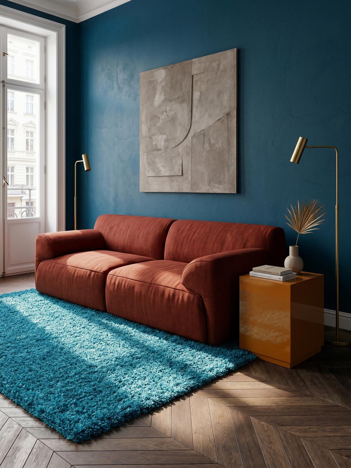 HOCHFLORTEPPICH RHEIN, einfarbig, aus Polypropylen, Türkis, 120 x 170 cm - Blau, Textil (170/120cm) - KADIMA DESIGN