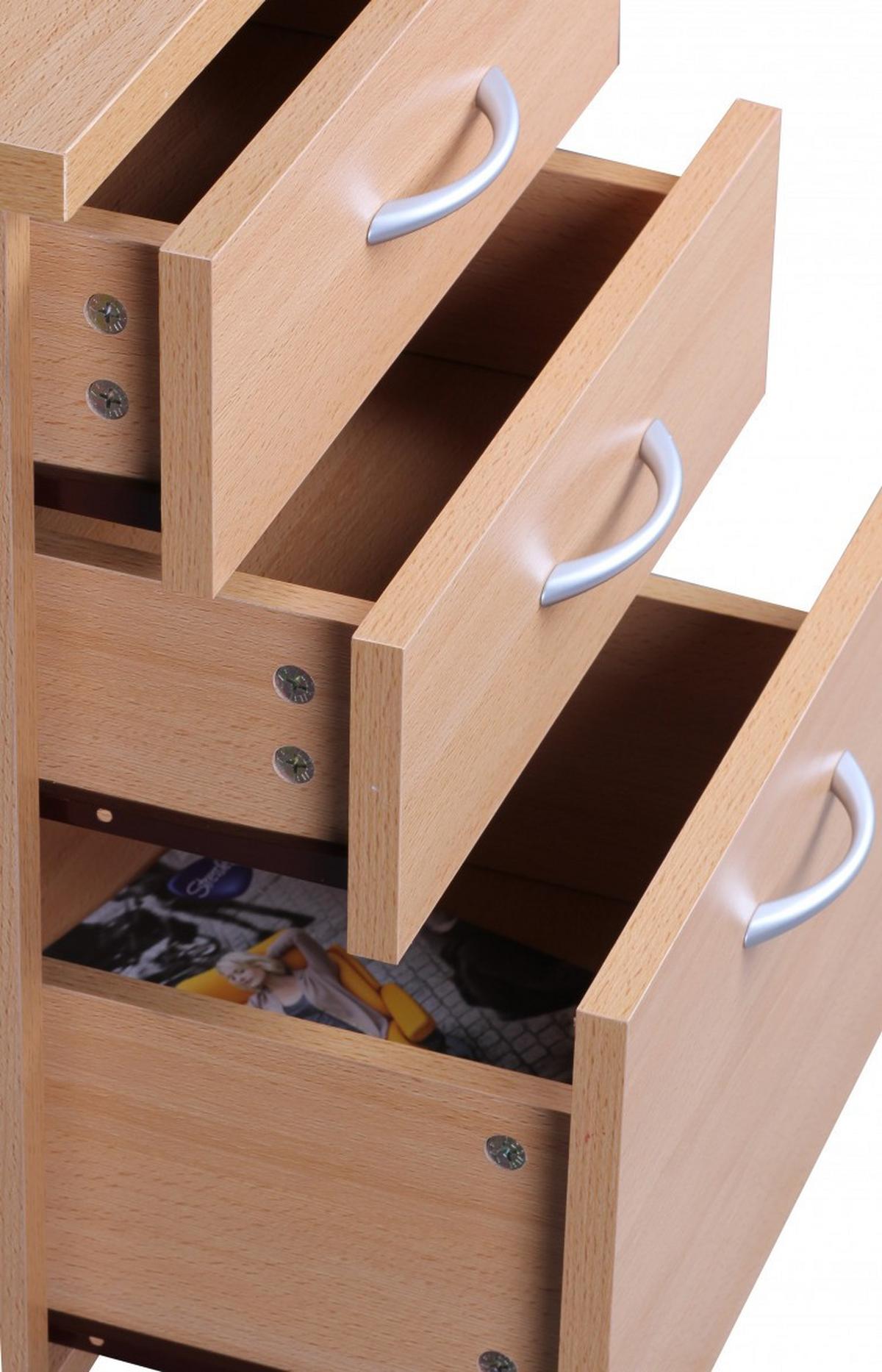 ROLLCONTAINER – Buche, 60 cm hoch, 3 Schubladen, Aluminiumgriffe, Rollen - Braun/Weiß, Holz/Kunststoff (45/60/40cm) - KADIMA DESIGN