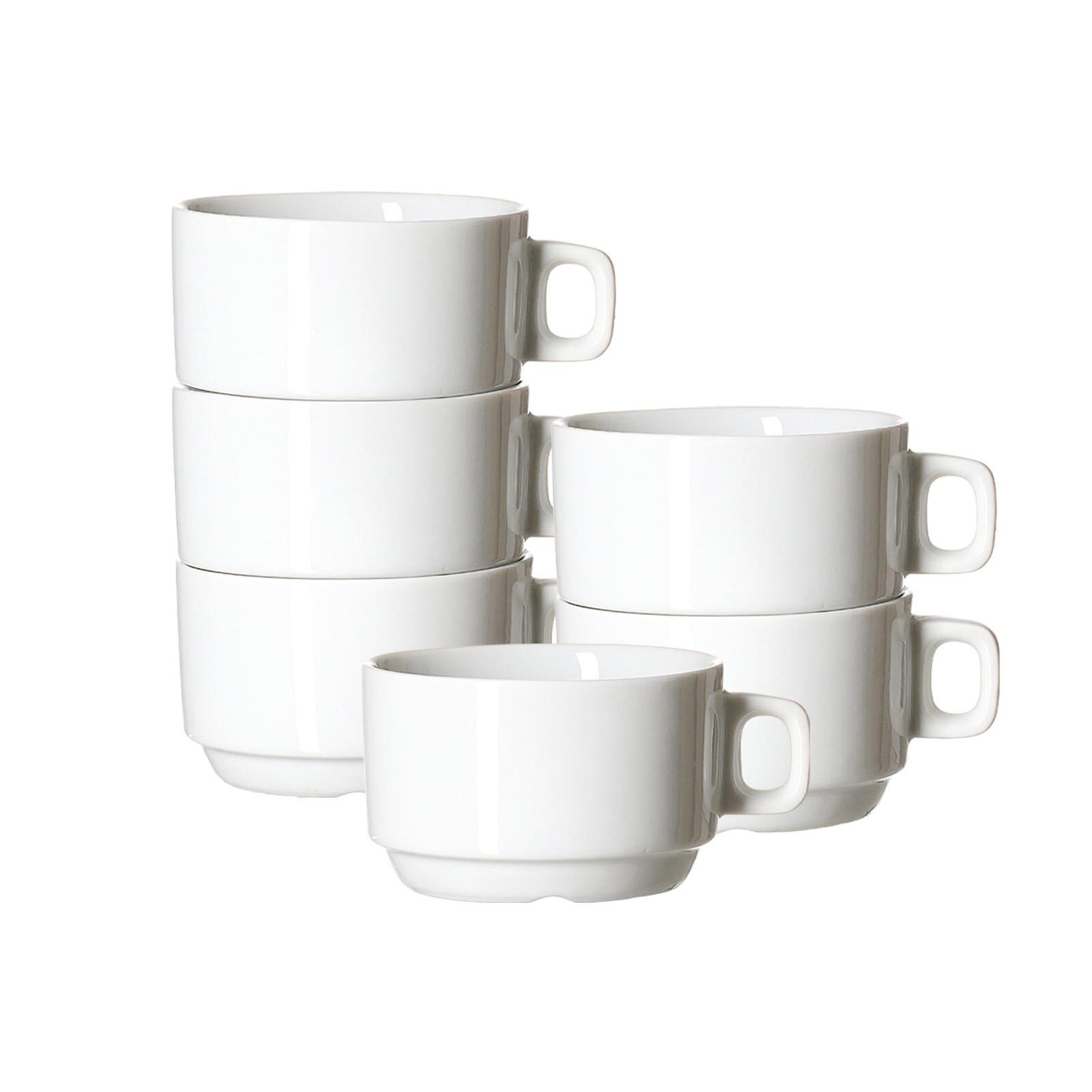 KAFFEETASSEN MIT UNTERTASSEN Bianco weiß 190 ml 6er Set - Weiß, Keramik (15.5/7.5/15.5cm) - Ritzenhoff Breker