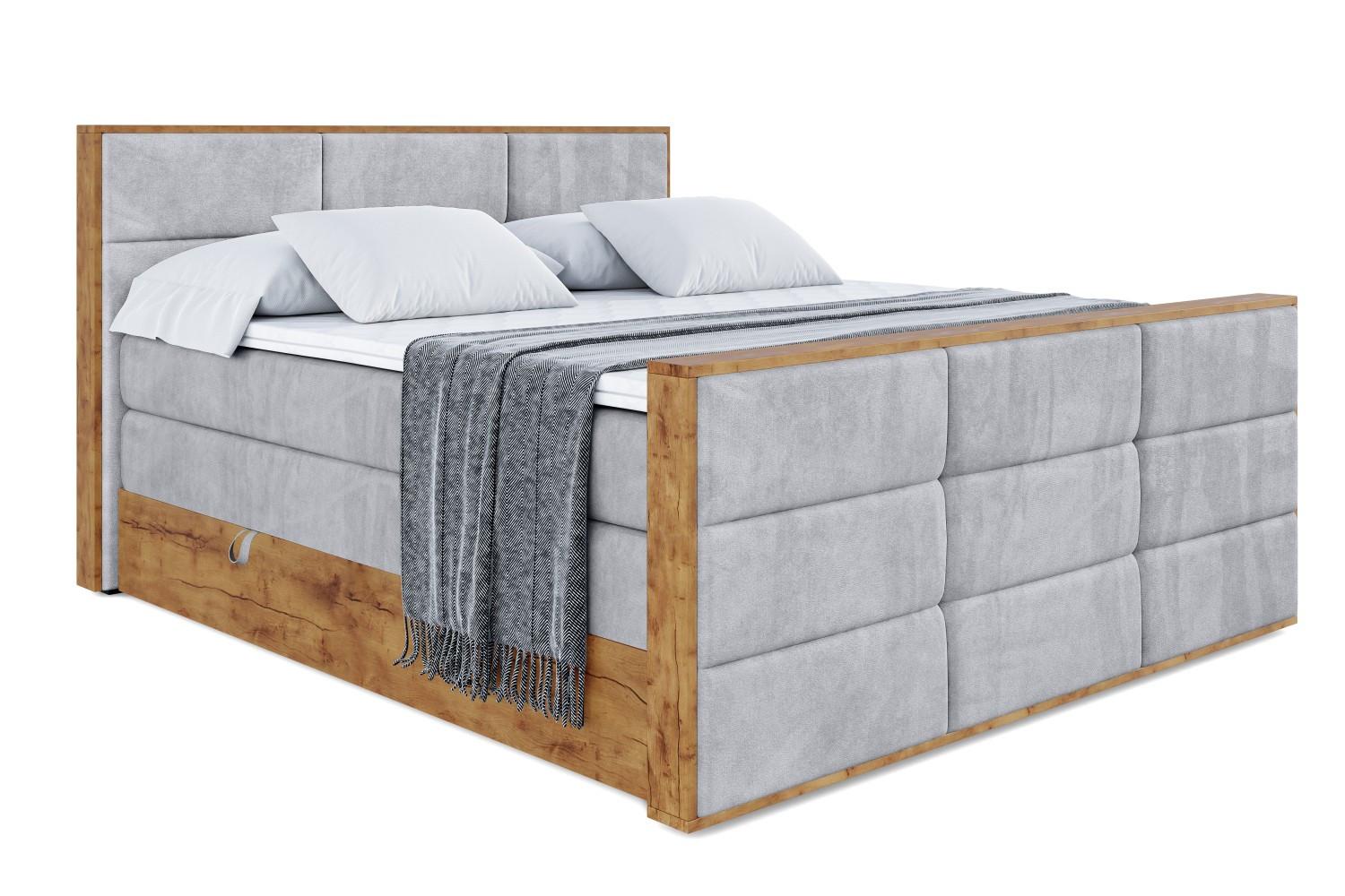 BOXSPRINGBETT mit Matratze H3|H4 und Lattenrost - LOLLI1-Z KING-140x200 - Grau Monolith - Grau, Holzwerkstoff (140/200cm) - ALTDECOR