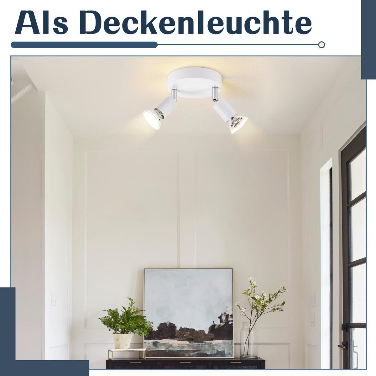 DECKENSTRAHLER Windsheim 2-flammig 12/12/10.4 cm - Weiß, Metall (12/12/10.4cm) - Nettlife