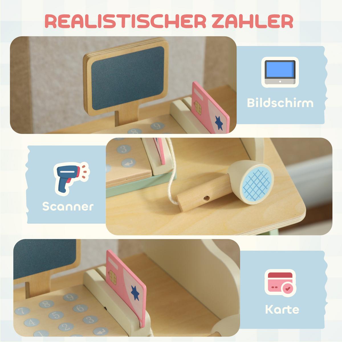 KINDER-KAUFLADEN MDF Kiefernholz Grün - Hellgrün, Holzwerkstoff (30/92.5/52cm) - AIYAPLAY