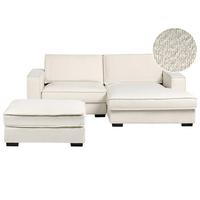 ECKSOFA Bouclé Hellbeige mit Ottomane linksseitig Kolding - Beige/Schwarz, Textil (228/152cm) - Beliani