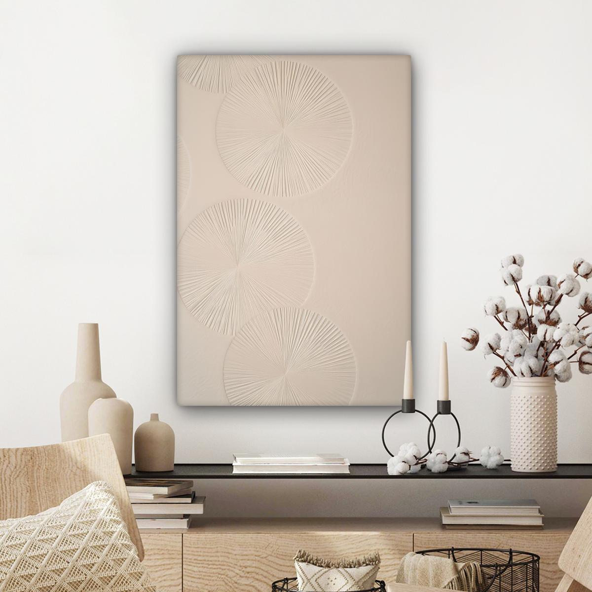 LEINWANDBILD Japandi - Beige - Modern Wanddeko Schlafzimmer 60x90 cm - Ecru, Textil (60/90cm) - MuchoWow