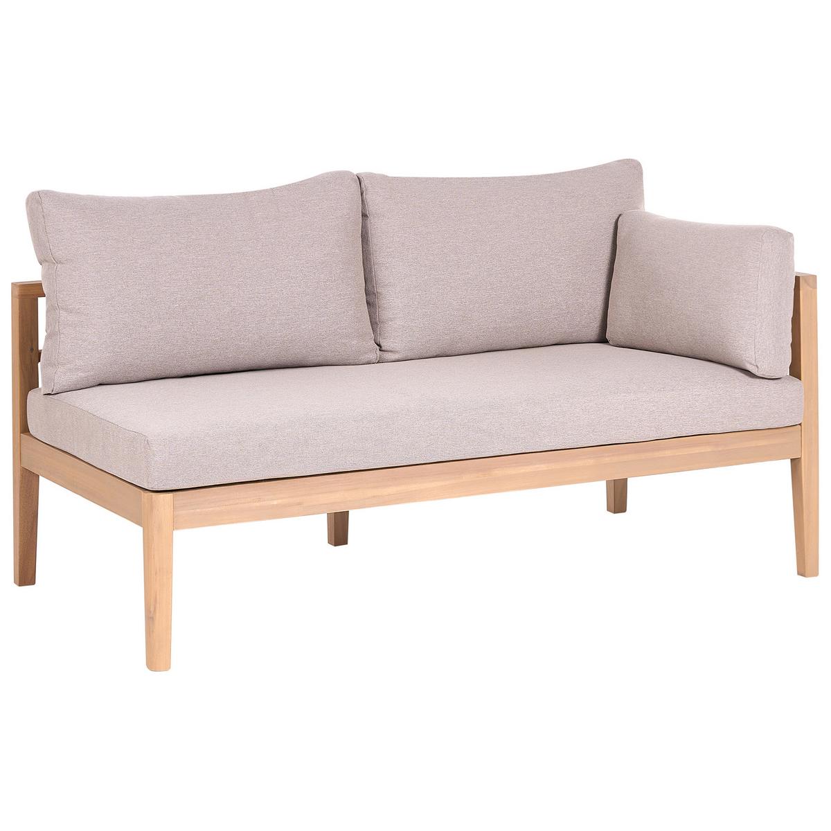 LOUNGE-SET mit Tisch 3-Sitzer Akazienholz Hellbraun Talla - Hellbraun/Beige, Holz - Beliani