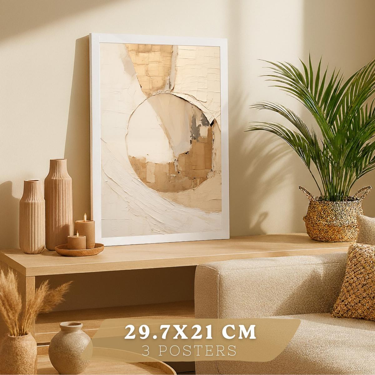 POSTER Set of 3 Abstract Geometric Wall Art Prints Modern Living Room Bedroom Kitchen Bathroom Decor Rahmenlos A3 - Weiß, Papier (29.7/1/42cm) - Nacnic