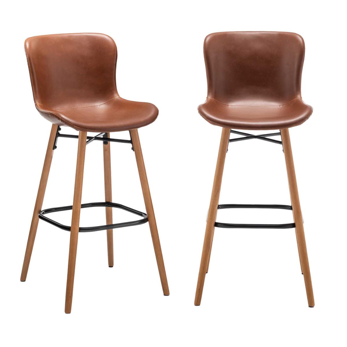 BARHOCKER (2er-set) braun - loft 51/46/105 cm - Braun, Leder (46/105/51cm) - Calicosy