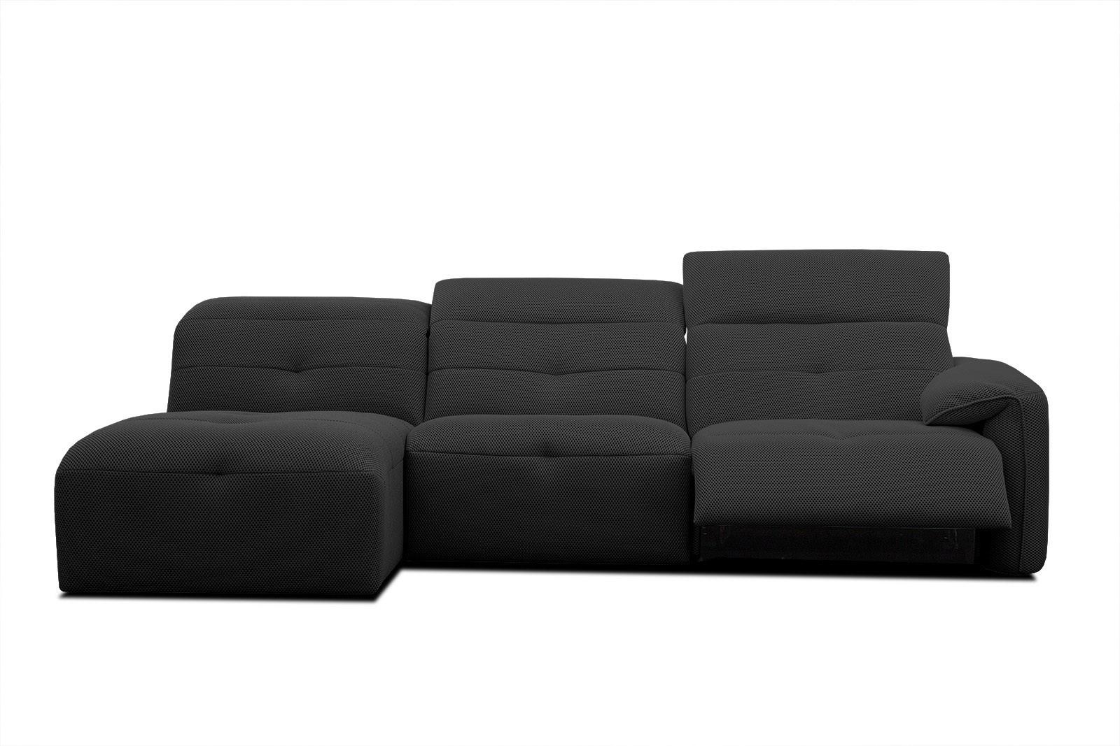 ECKSOFA TRENTO 4-Sitzer mit 1 Relaxfunktion, schwarz - Schwarz, Holzwerkstoff/Kunststoff (165/262cm) - Wozimo