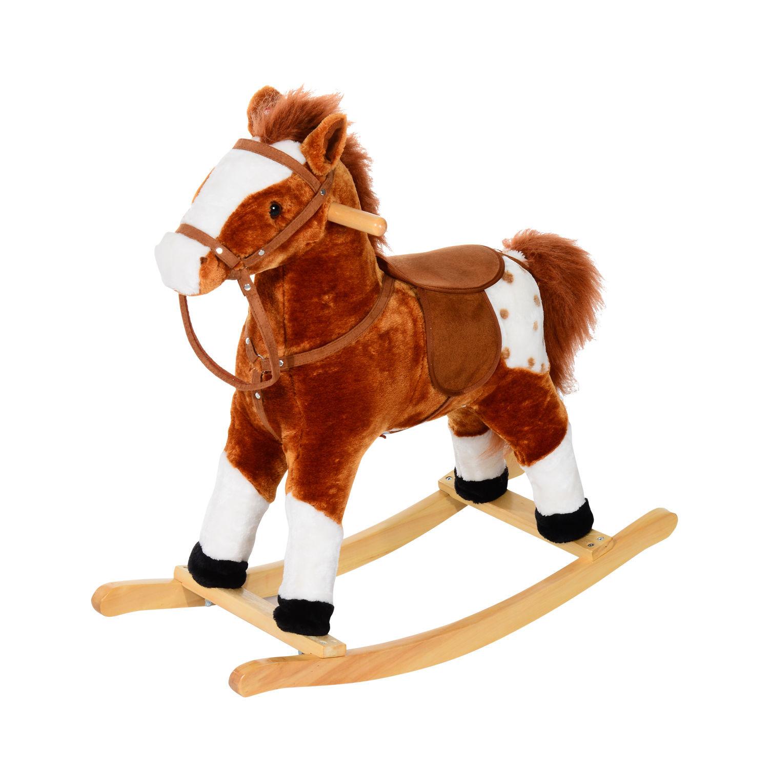 SCHAUKELPFERD Kinder Wiehern Schaukeltier Schaukelspielzeug Braun - Braun, Holz (28/65/74cm) - HOMCOM