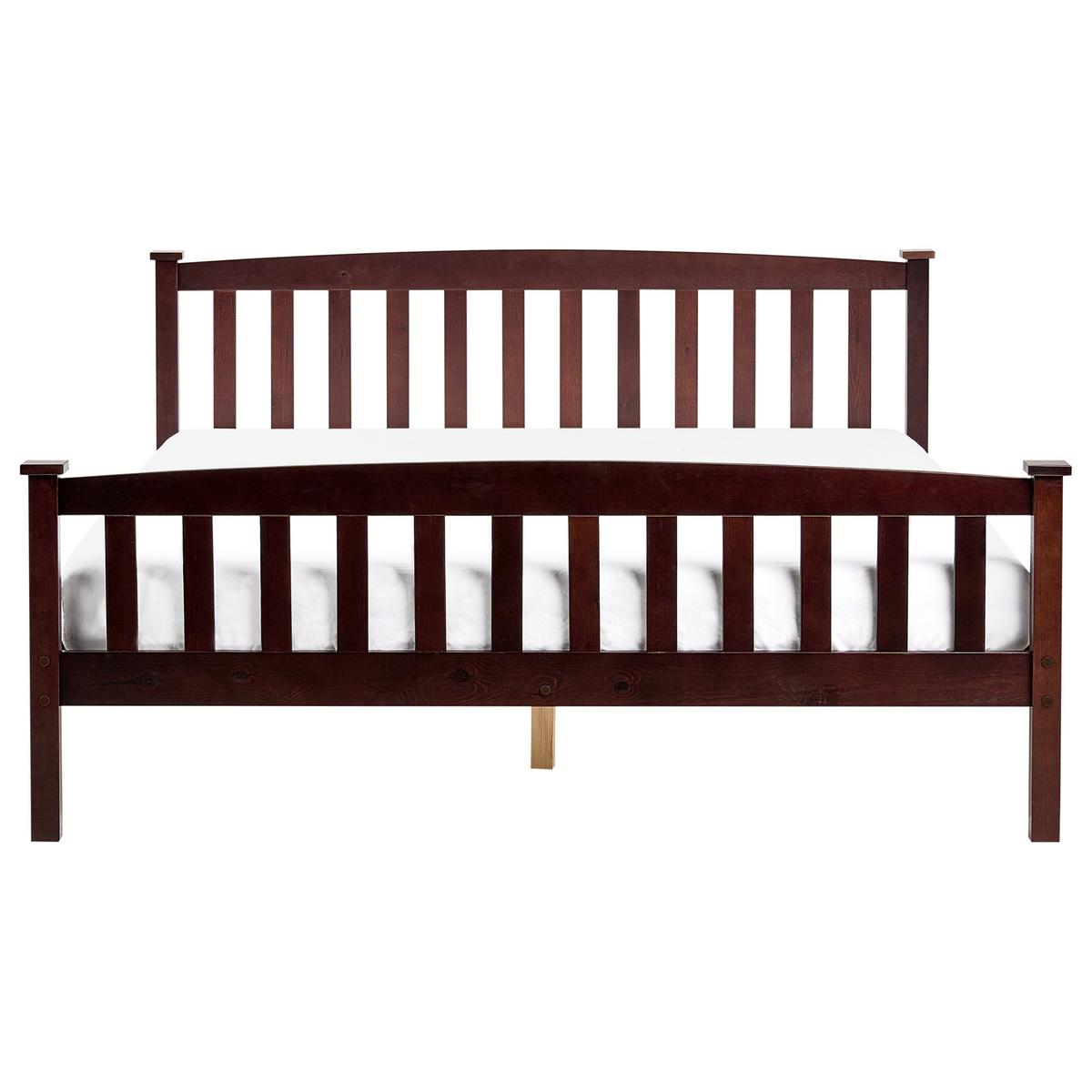 BETT mit Lattenrost 160/200 cm Kiefernholz Dunkelbraun Giverny - Dunkelbraun, Holz (160/200cm) - Beliani