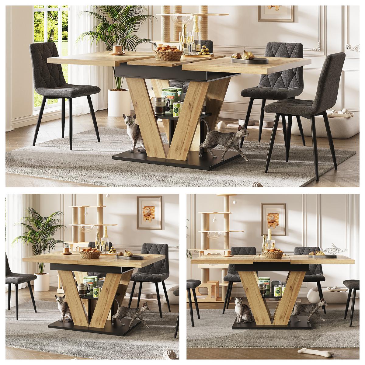ESSTISCH Ausziehbar 110-140 cm Natural Wood mit verstecktem Staufach - Grau, Holzwerkstoff (80/110/75cm) - Urban Meuble