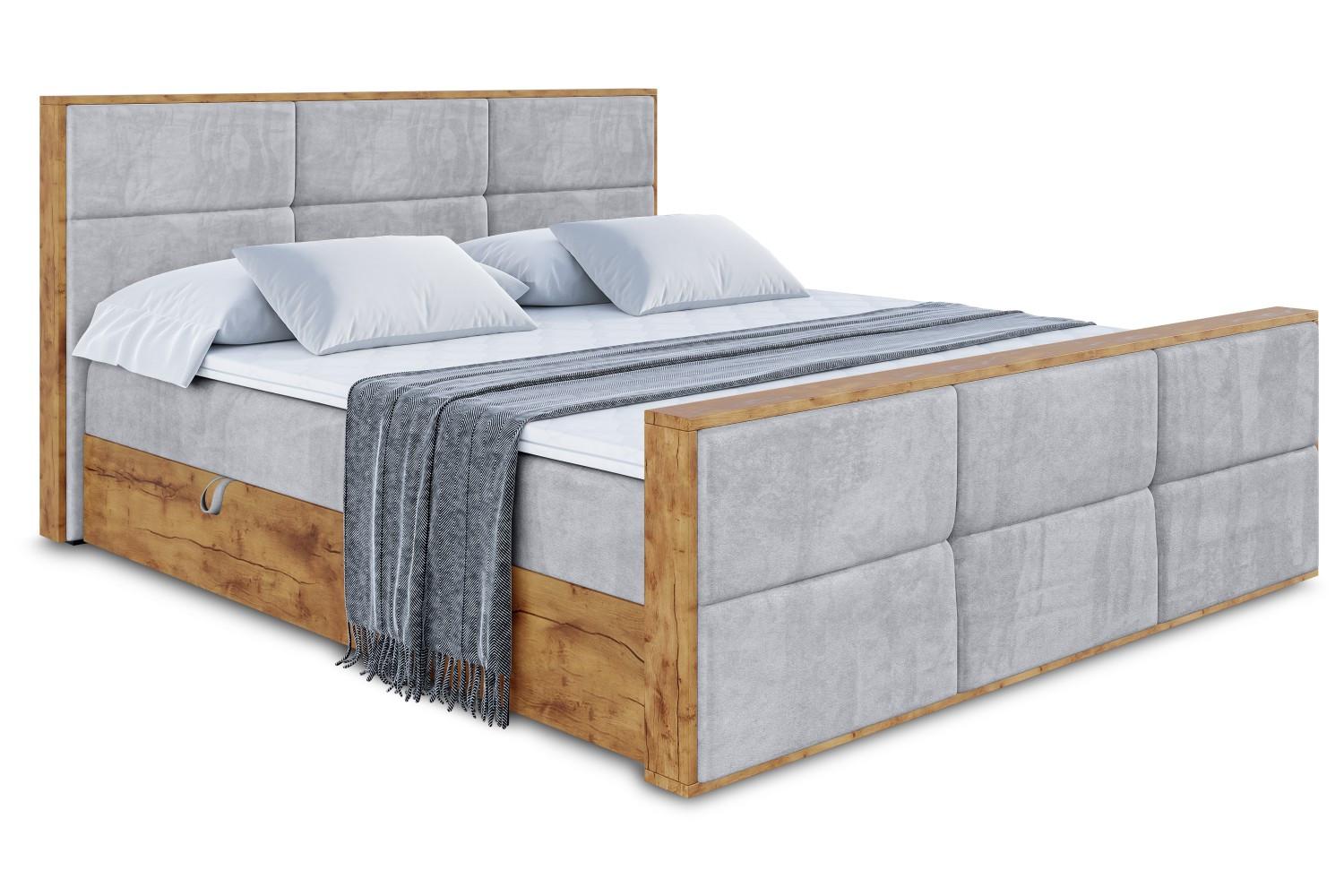 BOXBETT mit Matratze H3 und Lattenrost - LOLLI1-Z - 200x200 - Grau Monolith - Grau, Holzwerkstoff (200/200cm) - ALTDECOR