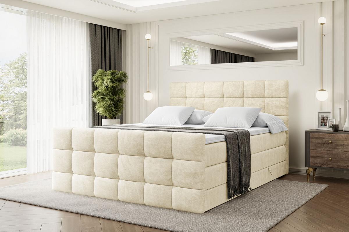 BOXSPRINGBETT BRUGO-Z KING - 140 x 200 - H3/H4 - Beige - Beige, Holzwerkstoff (140/200cm) - ALTDECOR