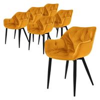 ESSZIMMERSTÜHLE 6er Set Senfgelb Samt - Dunkelgelb/Schwarz, Metall (67/83/59cm) - ML-DESIGN