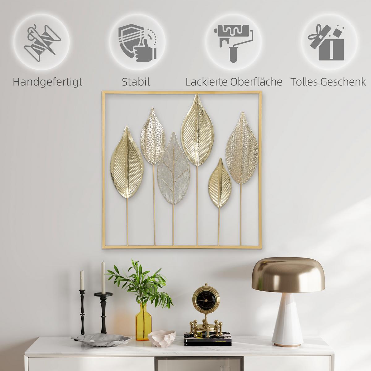 METALL-WANDDEKO Metall Gold - Goldfarben, Metall (2.5/70/70cm) - HOMCOM