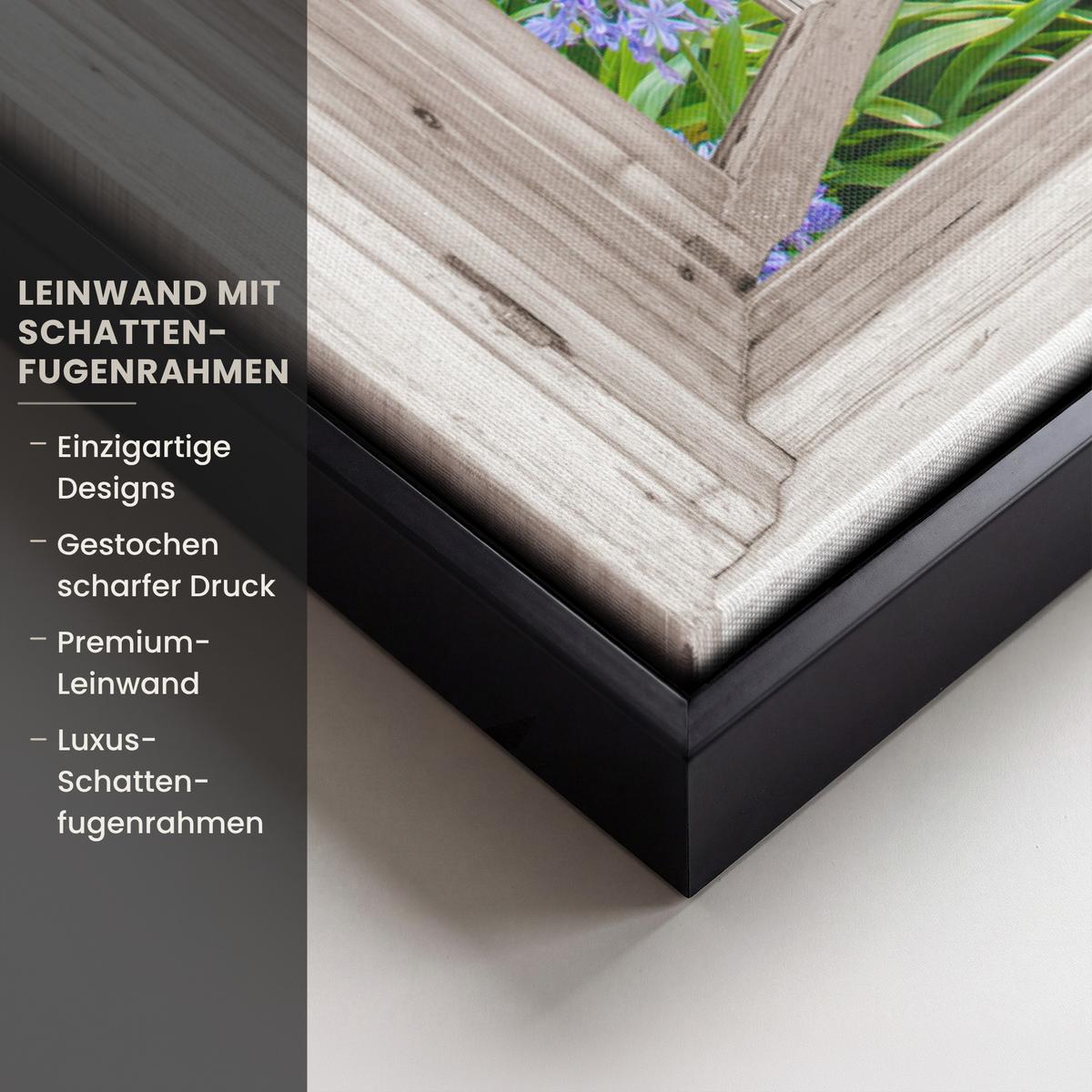 LEINWAND Bilder mit Rahmen - Hortensie - Durchsichtig - Blumen - Sommer - Lila - Weg - 70x50 - Lila, Textil (70/50cm) - MuchoWow