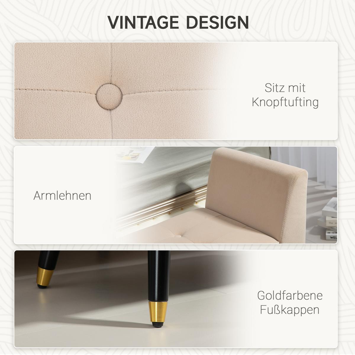 LUXUS Sitzbank Polsterbank mit Stauraum Beige 107 x 42 x 65 cm - Beige, Kunststoff (42/65/107cm) - HOMCOM