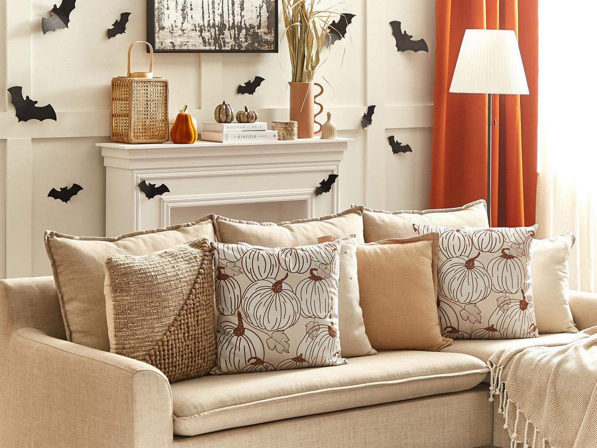 DEKOKISSEN Beige 45/45 cm Gourd - Beige, Textil (45/45cm) - Beliani