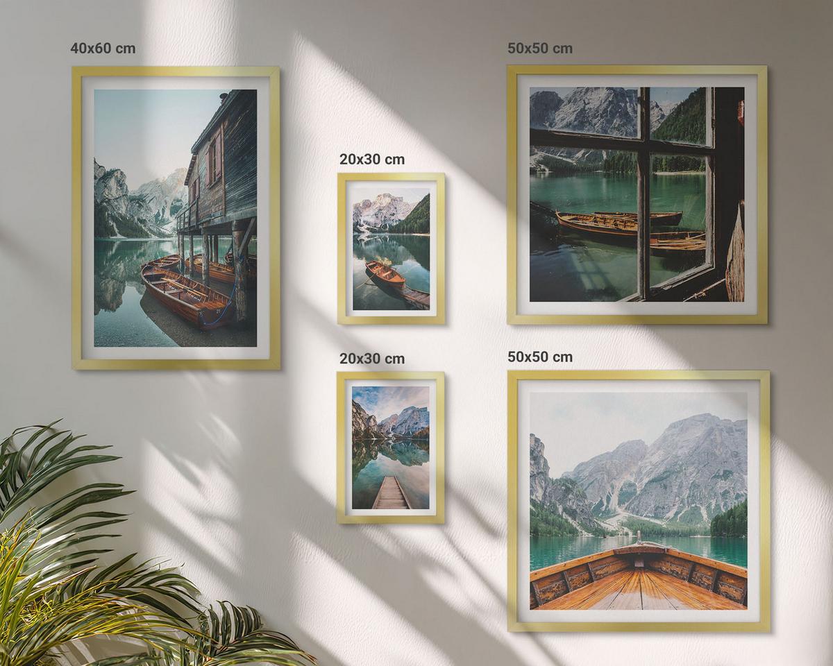 BILDER SET 5er Set - 50x50 cm & 20x30 cm & 40x60 cm Goldrahmen - Haus am Bergsee Łódź - Goldfarben, Kunststoff (40/60cm) - TULUP