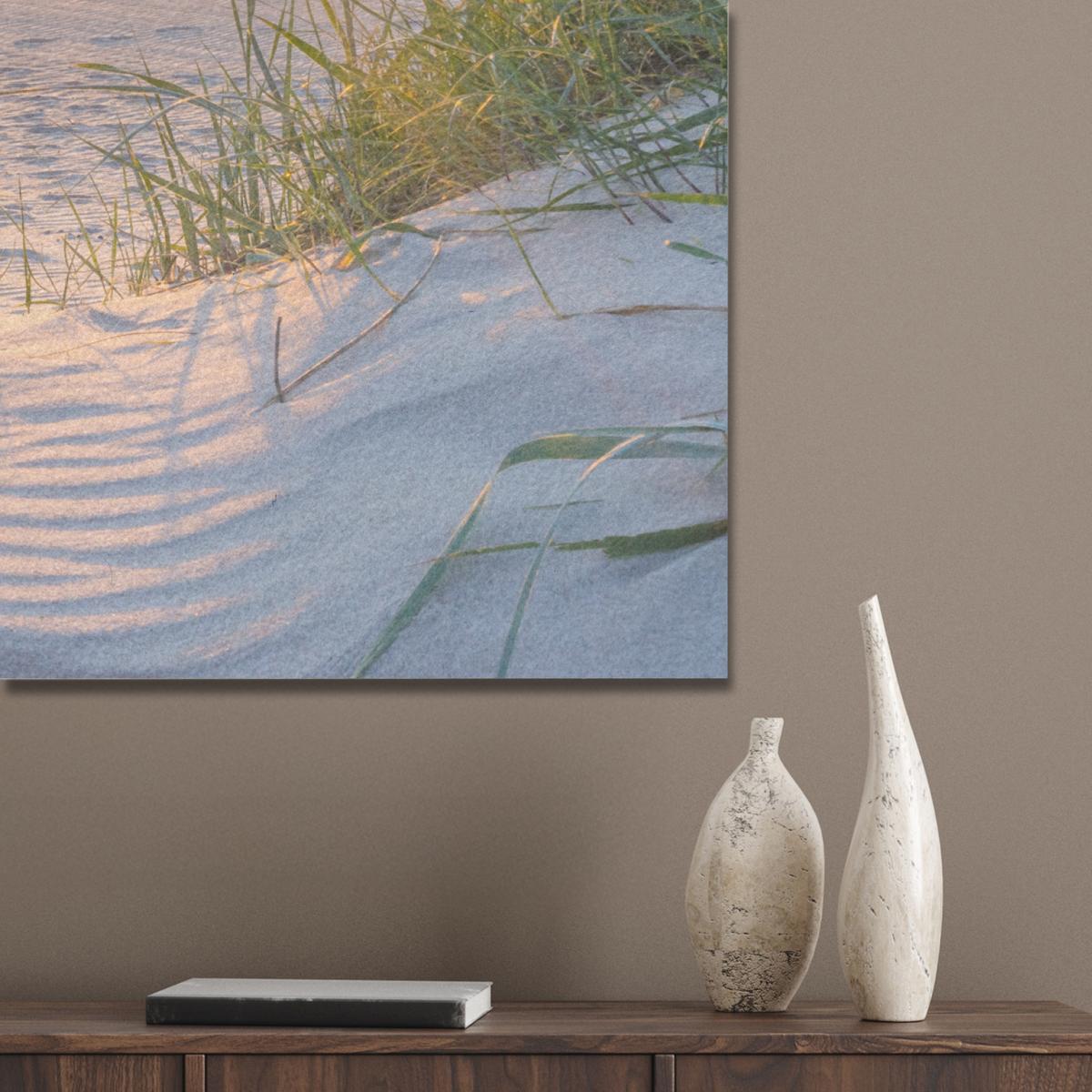 AKUSTIKBILD Strand - Sonne - Düne - Gras - Sand - Horizont Akustikpaneele 90x90 cm - Hellblau, Kunststoff (90/90/0.9cm) - MuchoWow