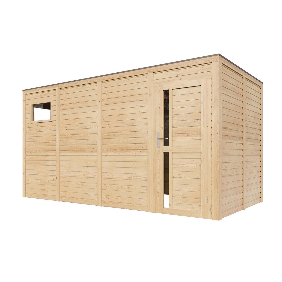 GARTENHAUS Holz 8,16 m² M327F1 - Naturfarben, Holz (404/210/202cm) - Timbela