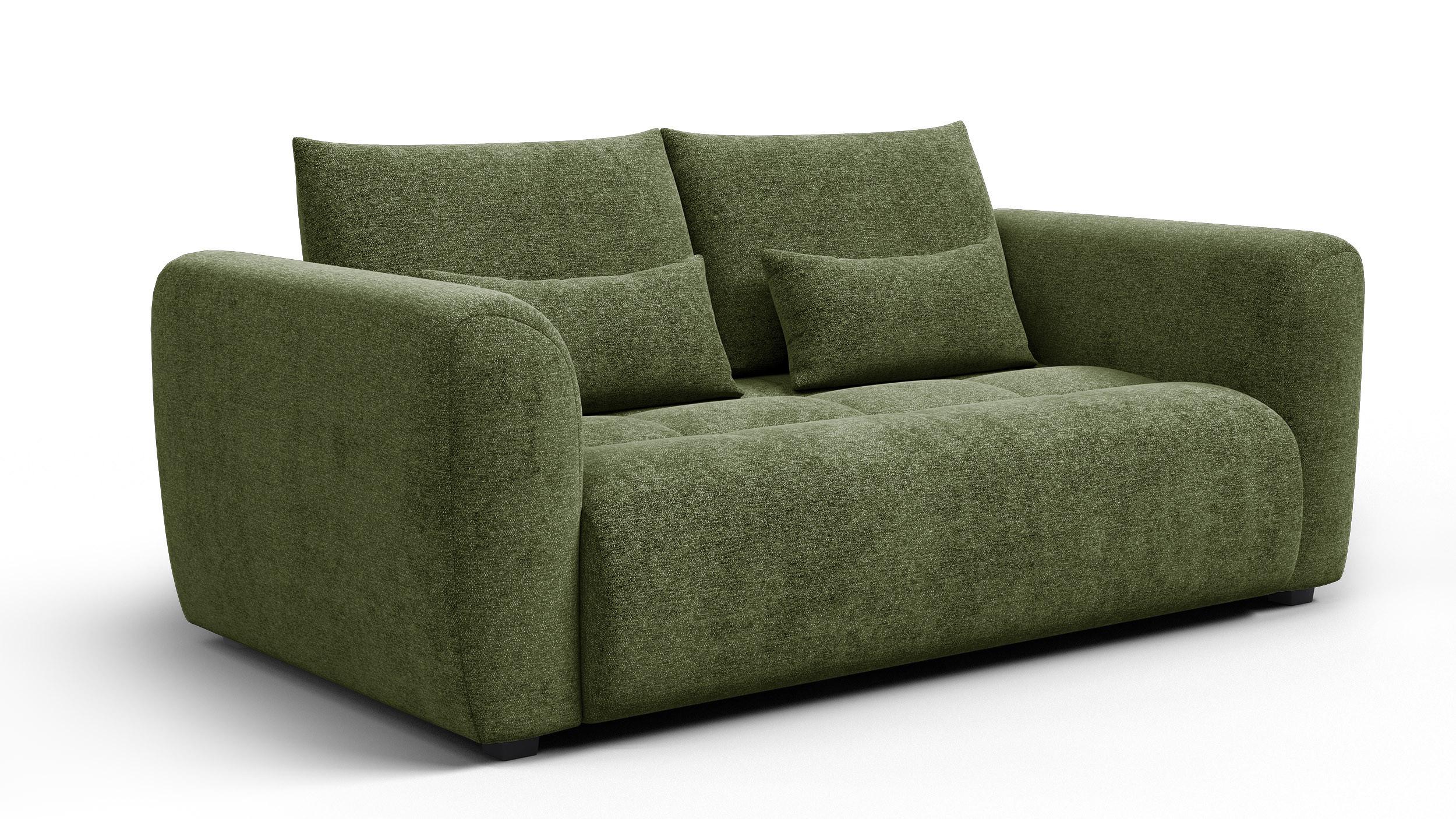 SOFA SORENO 3-Sitzer, dunkelgrün - Dunkelgrün/Schwarz, Holz/Textil (214/94/114cm) - Wozimo