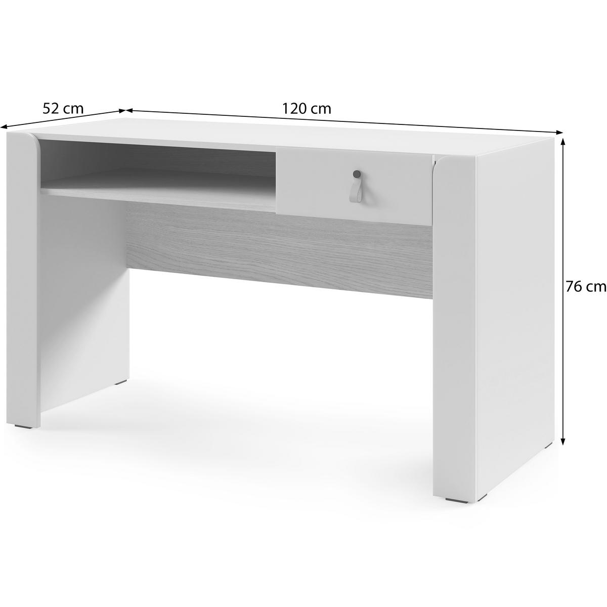 SCHREIBTISCH Sorella mit Schublade und offenem Regal, für Jugendzimmer, Macadamia + Eiche Mavelie - Eichefarben/Beige, Leder/Holzwerkstoff (52/120/76cm) - Beautysofa