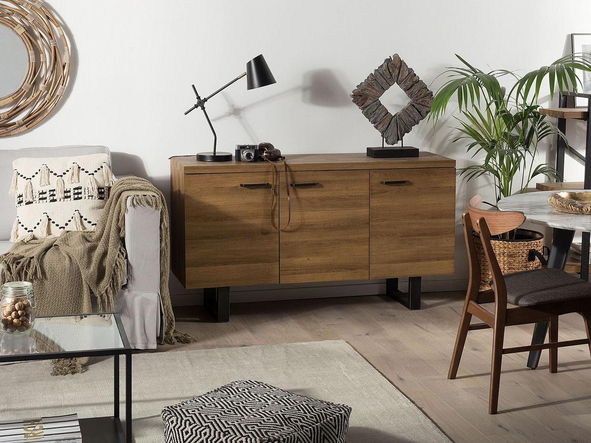 SCHRANK Dunkelbraun Timber - Braun, Holzwerkstoff (140/79/42cm) - Beliani