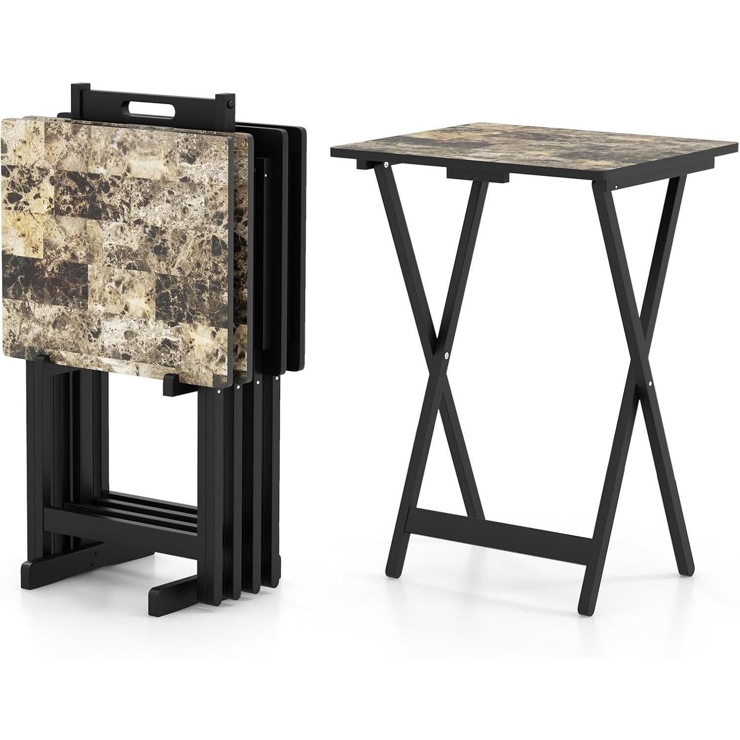 GARTENTISCH Schwarz(4-teilig) - Schwarz, Holzwerkstoff (40/48/67cm) - COSTWAY