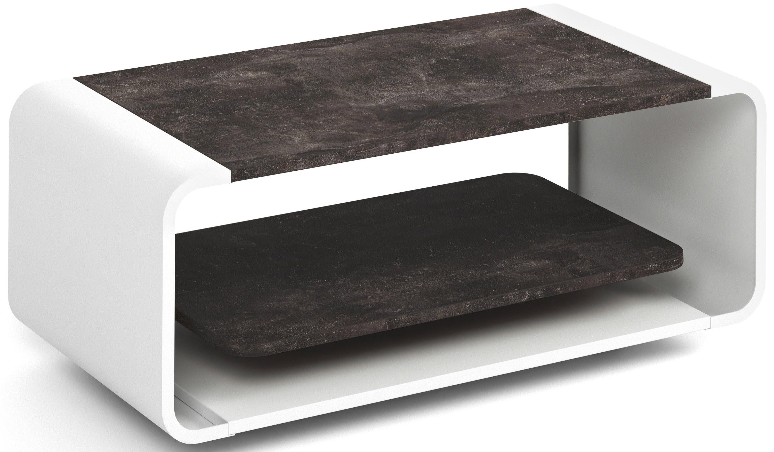 COUCHTISCH Sora in Beton Dunkelgrau mit abgerundetem weißem Metallgestell 100/50/41 cm - Dunkelgrau/Schwarz, Holzwerkstoff (50/100/41cm) - WFL GROUP