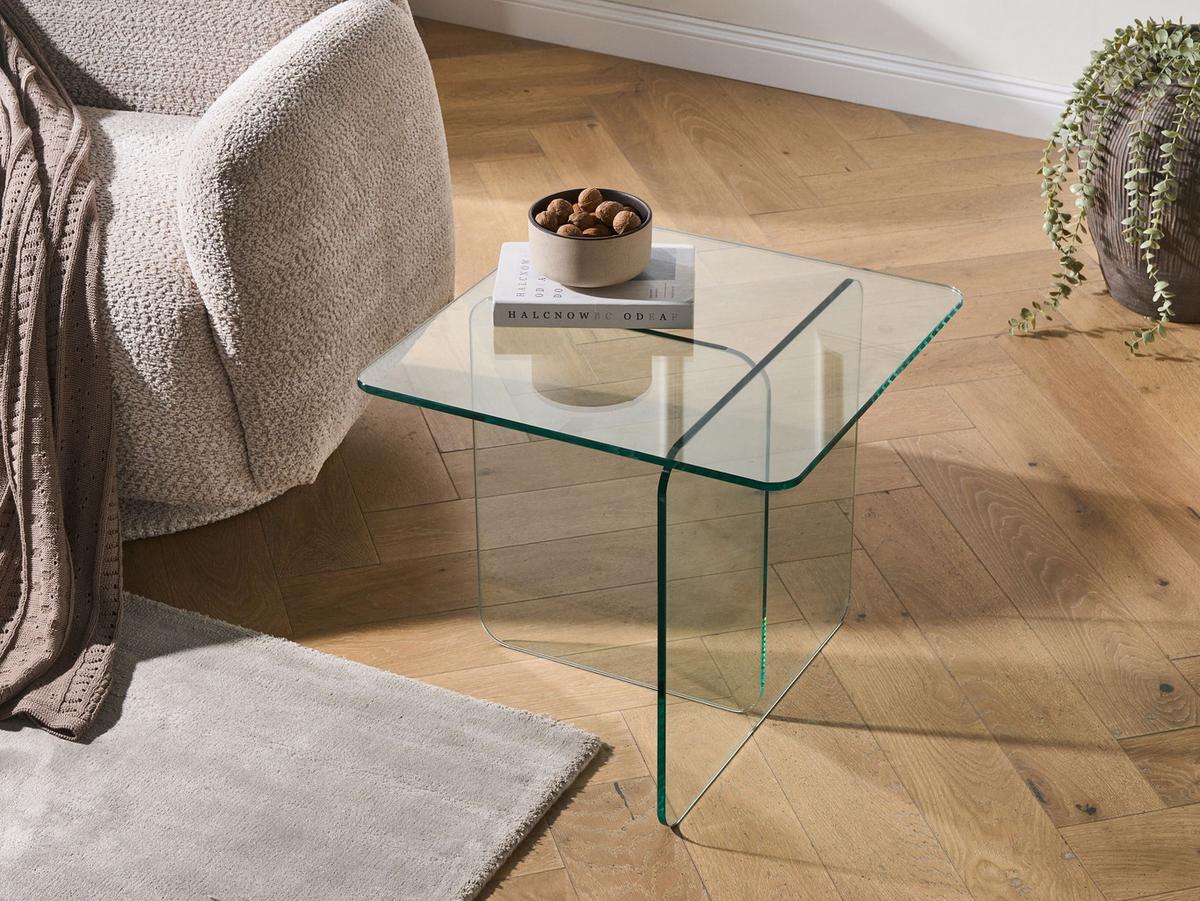 BEISTELLTISCH Sicherheitsglas Transparent Amisk - Transparent, Glas (50/50/46cm) - Beliani