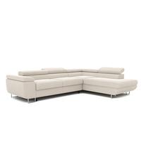 ECKSOFA ANTON rechts, mit Schlaffunktion und Bettkasten Creme - Chromfarben/Creme, Textil/Metall (274/203cm) - Idohome