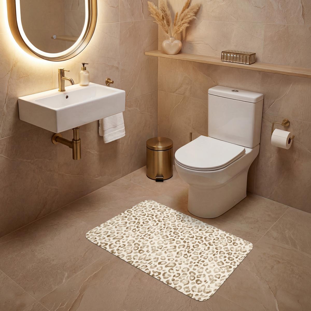 WC-VORLEGER Leopard - Klassisch - Beige Toilettenteppich 80x50 cm - Hellbraun, Textil (80/1cm) - OnlyWow